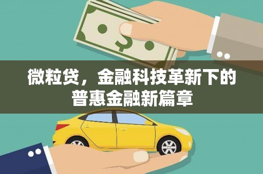 钢城微粒贷，金融科技革新下的普惠金融新篇章