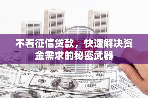 钢城不看征信贷款，快速解决资金需求的秘密武器